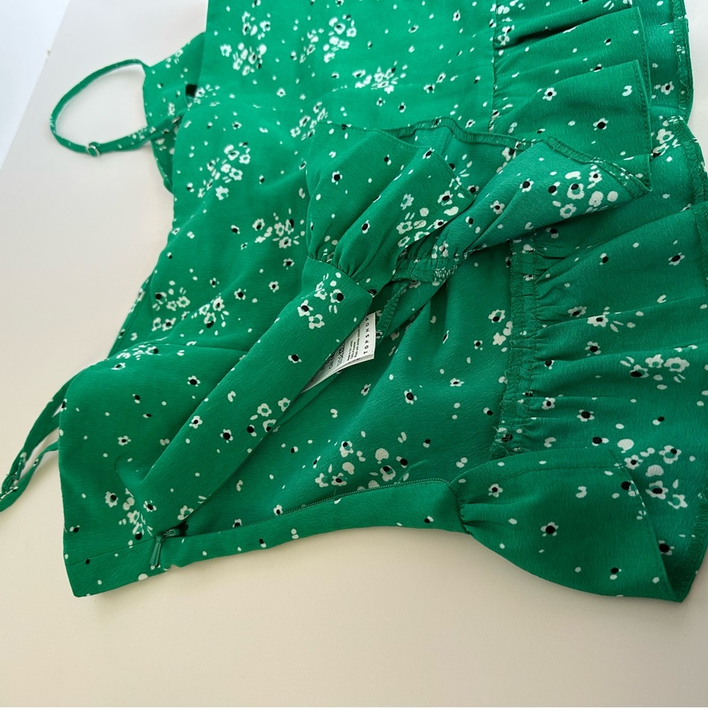 TopShop Green Floral Women's tank Top size 6 - Picture 6 of 6
